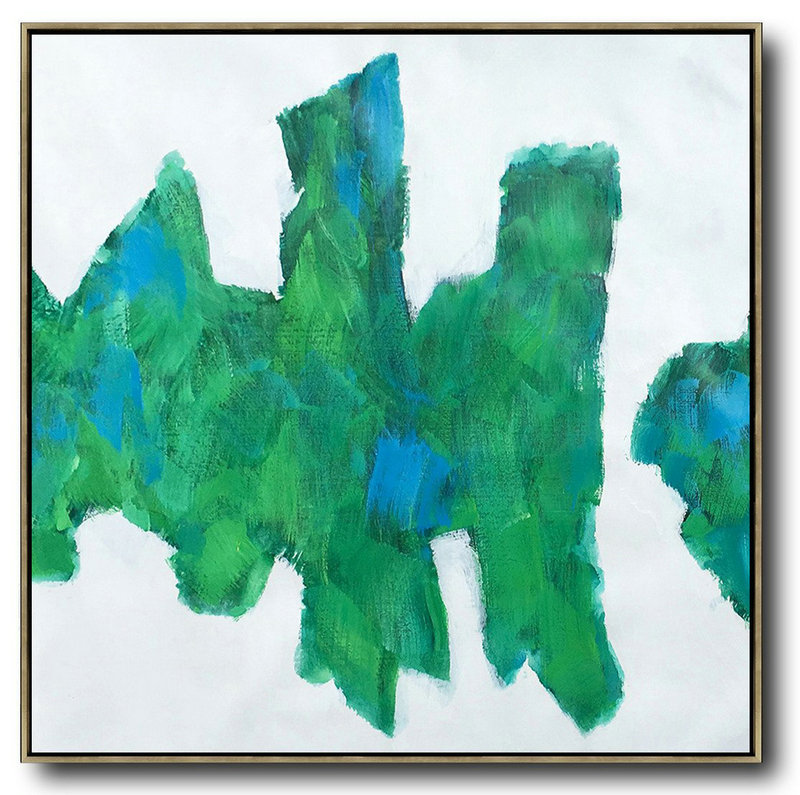 Oversized Contemporary Art,Abstract Painting Modern Art,White,Blue,Green - Click Image to Close